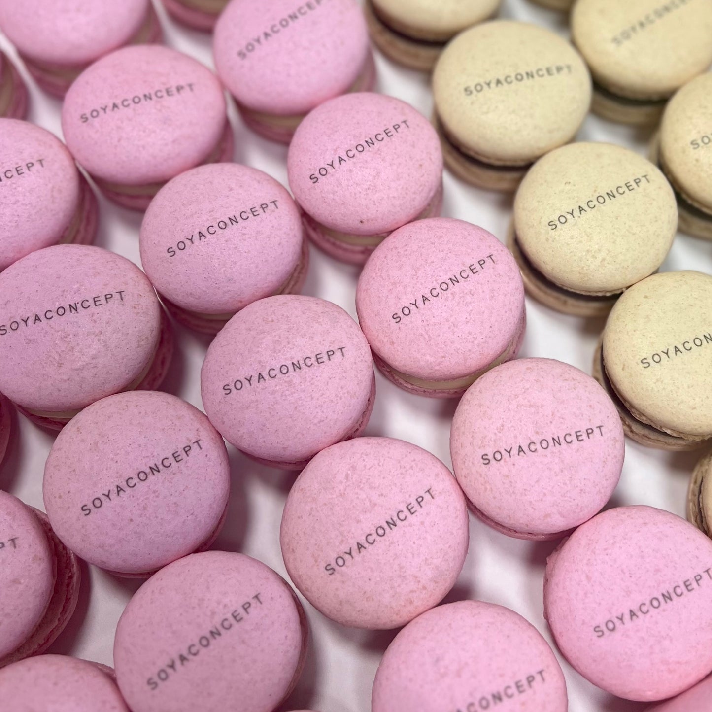 Lux Macarons 50 stk. med logo print på til dit event