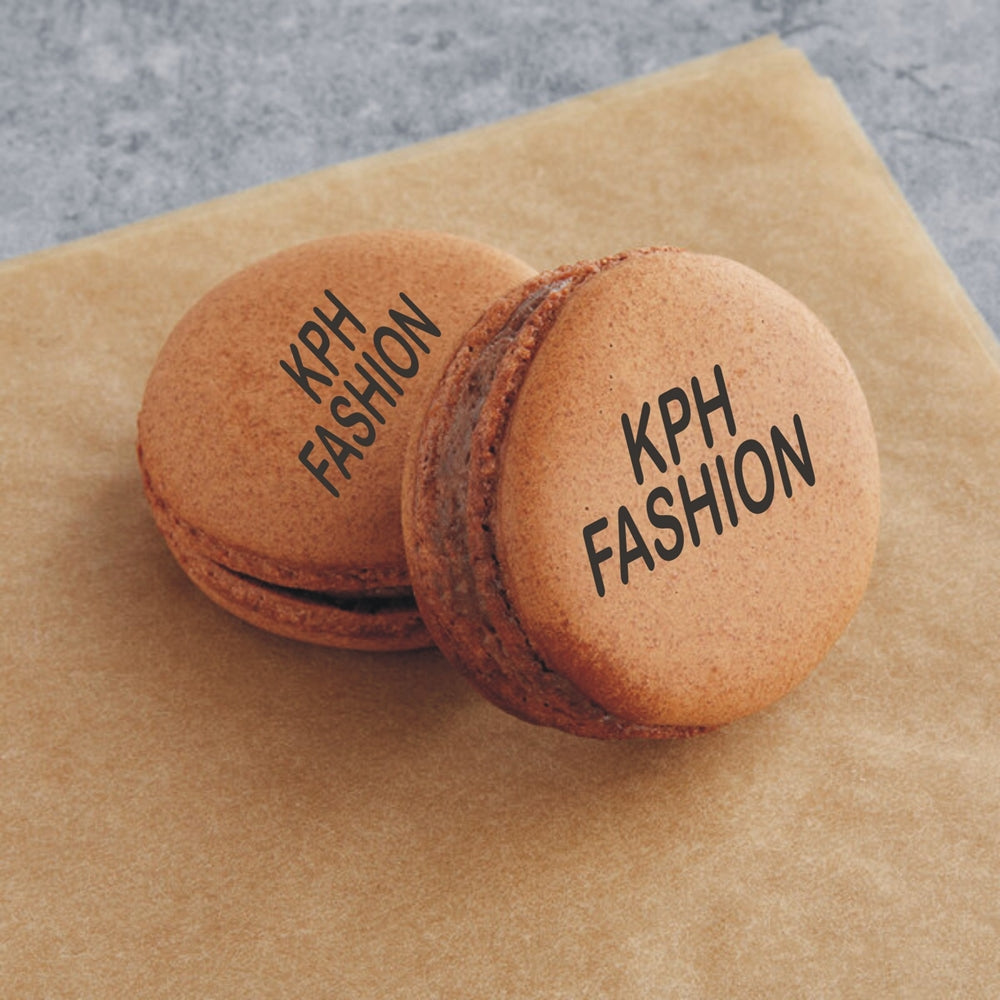 Lux Macarons 50 stk. med print til bryllup, barnedåb, konfirmation mm. - skrifttype 3