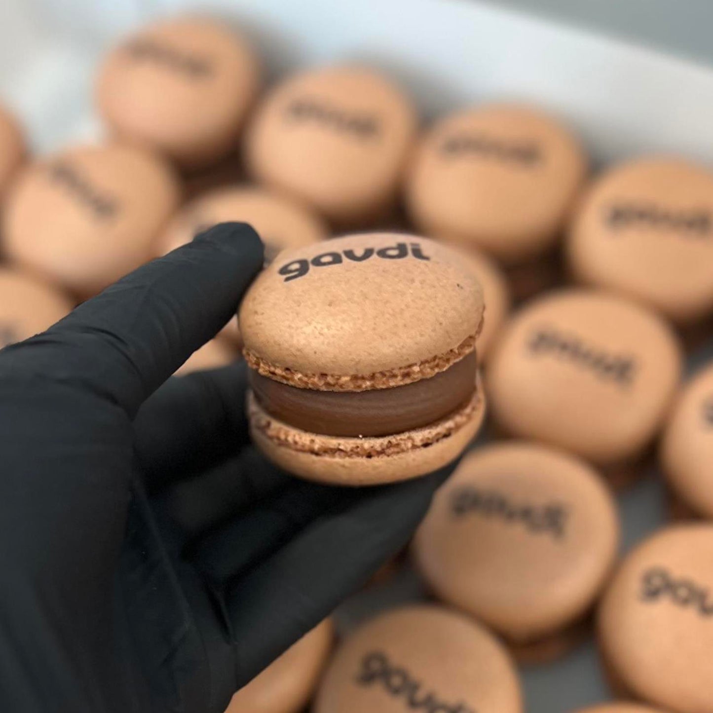 Lux Macarons 100 stk. med logo print på til din Fest