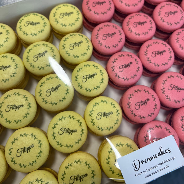 Macarons 50 stk. med print til bryllup, barnedåb, konfirmation mm. -Bryllups stil